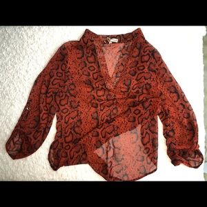 Sheer snakeskin print shirt